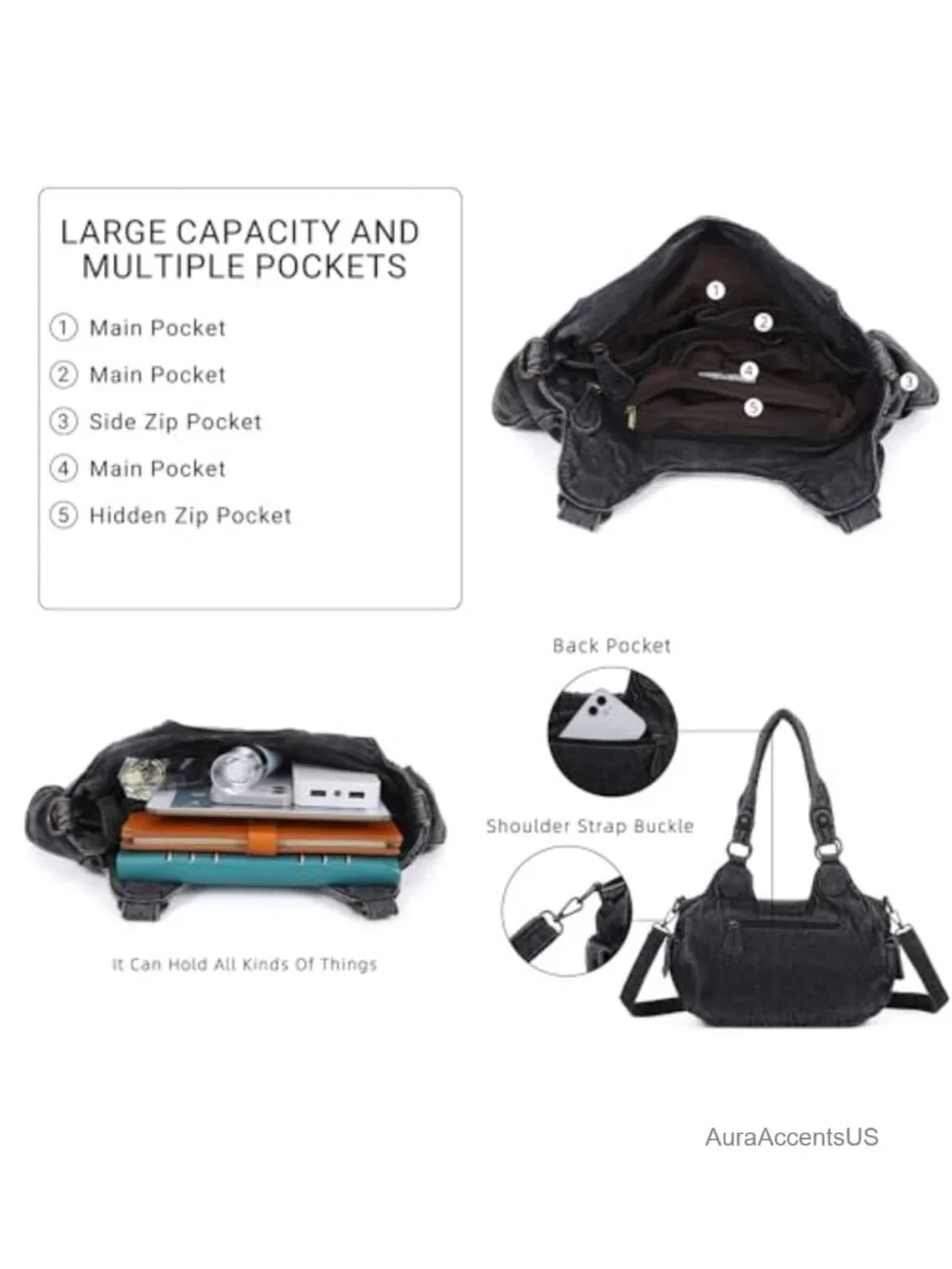 Hobo Bag Vegan Leather Faux Leather Shoulder Handbag Purse Ladies Chic